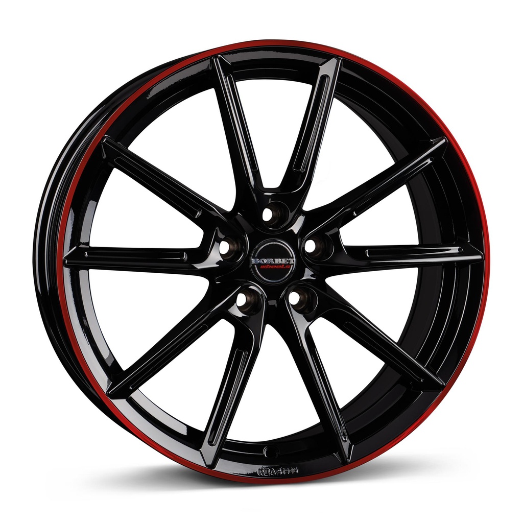 BORBET LX18 BLACK GLOSS RIM RED 8x18 5/112 ET44 CB57.1