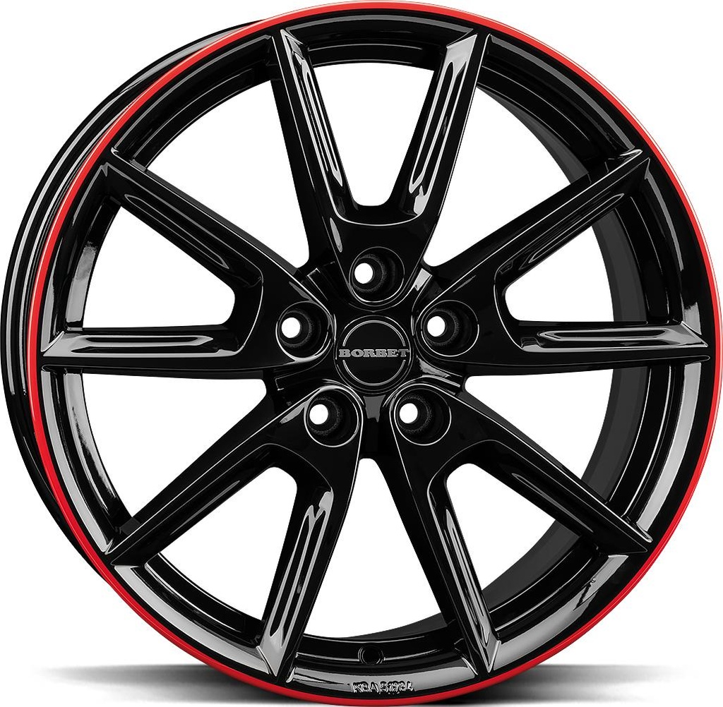 BORBET LX19 BLACK GLOSS RIM RED 8x19 5/108 ET50 CB72.5